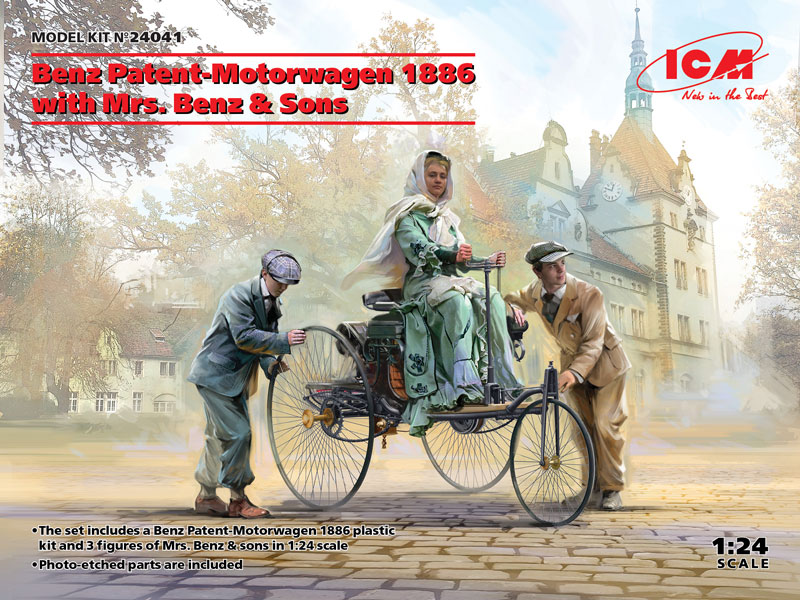 Benz Patent-Motorwagen 1886 with Mrs. Benz & Sons