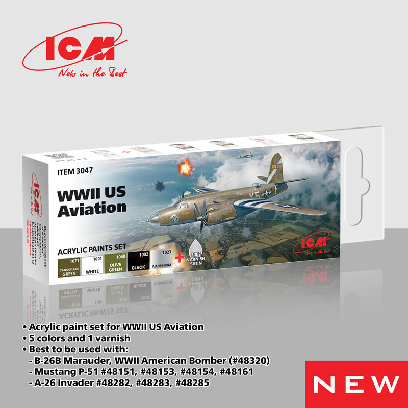 ICM WWII US Aviation Acrylic Paint Set