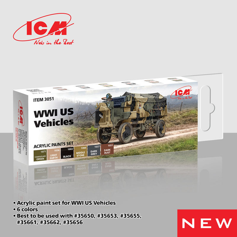 ICM WWI US Military Vehicles Paint Set