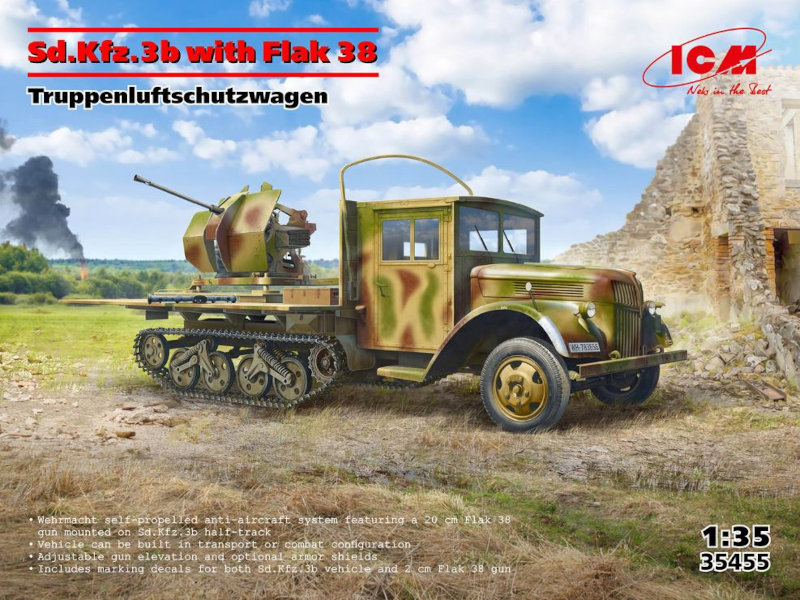 SdKfz 3b Semi-Tracked Truck w/FlaK 38 AA Gun