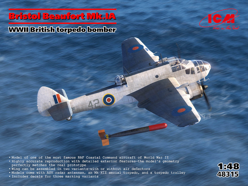 Bristol Beaufort Mk.IA, WWII British torpedo bomber