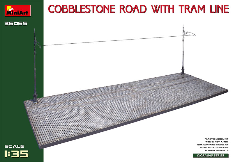 Cobblestone Road with Tram Line