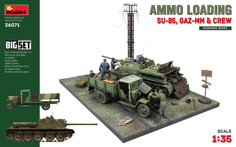 Miniart Ammo Loading SU-85, GAZ-MM & Crew Big Set