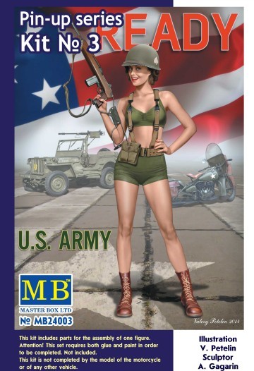 Alice US Army Pin-Up Girl Standing Holding Rifle