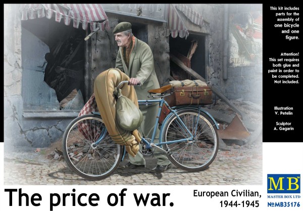 The Price of War, WWII Elderly European Man w/Bicycle 1944-45