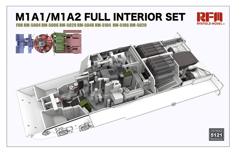 Rye Field Model M1A1/M1A2 Abrams Full Interior Set