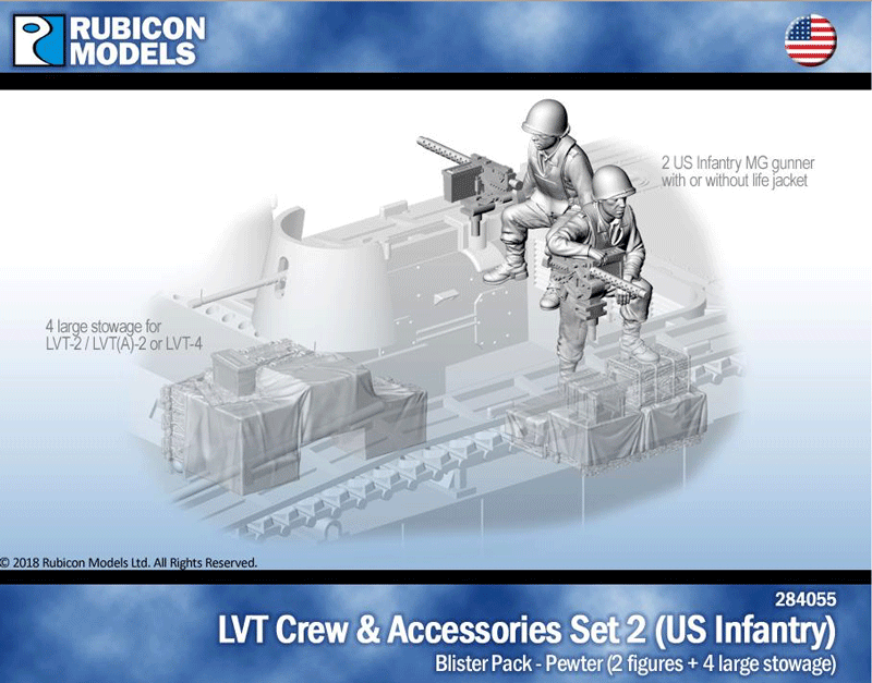 LVT Crew & Accessories Set 2: US Infantry with Stowage for LVT-2/LVT(A)-2/LVT4- Pewter