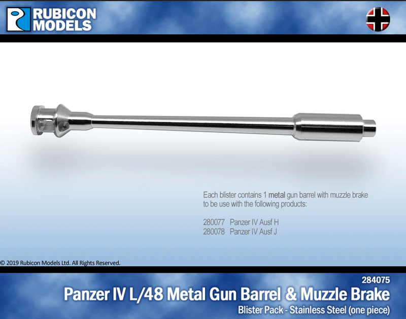  L/48 Gun Barrel with Muzzle Brake for the Panzer IV Ausf H and Ausf J- Steel