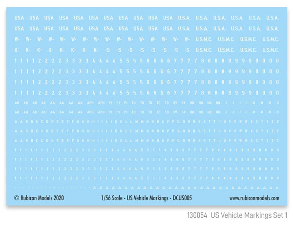 WWII US Vehicle Markings Decal Set