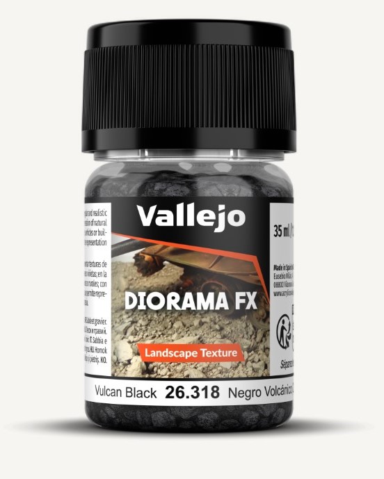 Vallejo Landscape Textures-Vulcan Black 2-5mm 35ml