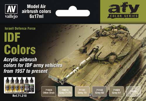 IDF Vehicle Colors 1957-Present Model Air Paint Set (6 Colors)