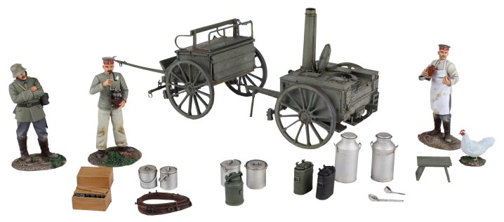 WW1: German 1908 Hf11 Limber, Field Kitchen, Figures & Accessories