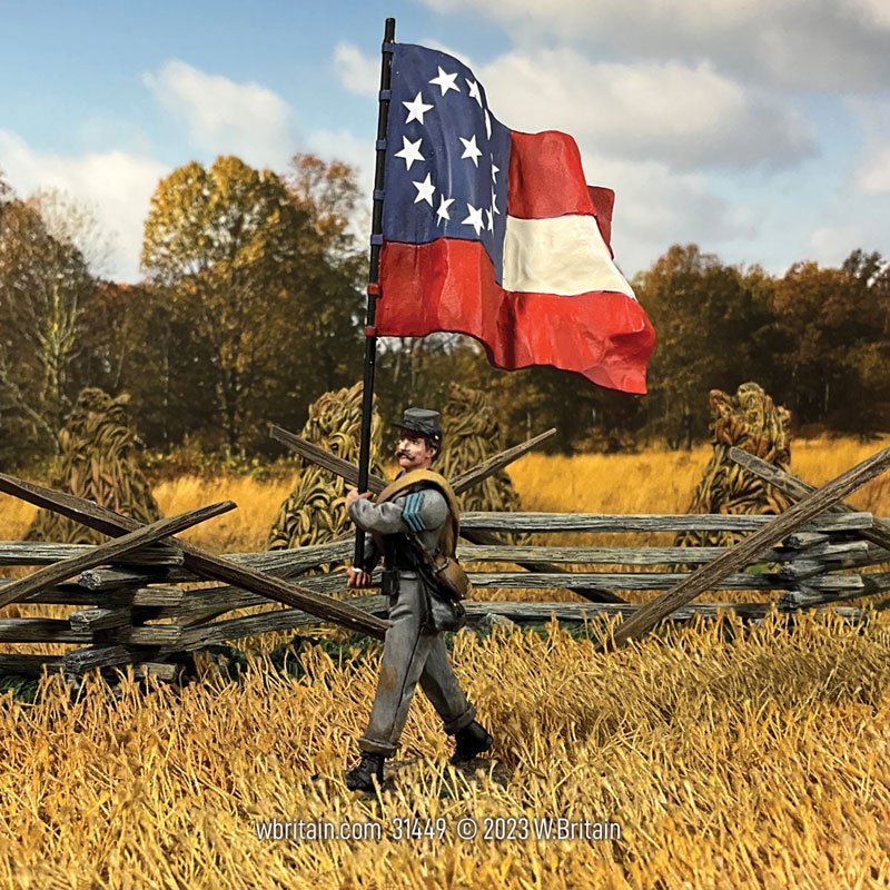 American Civil War: Confederate Infantry Flagbearer with 1st National Colors