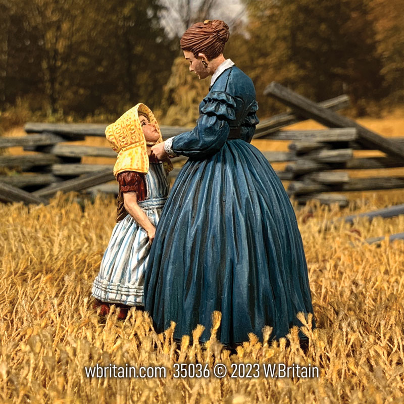 Village Green: Her Bonnie New Bonnet 1860s Woman with Child