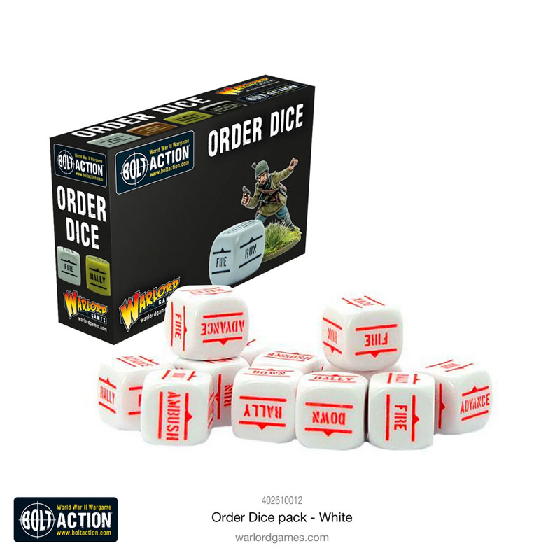 Bolt Action Orders Dice Packs - White