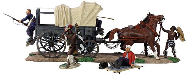 Zulu War Collection: Overrun - British 24th Foot Ambulance overrun by Zulu Warriors