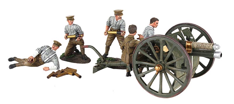 WW1: 1914 British 13 Pound Gun RHA with Five Man Crew