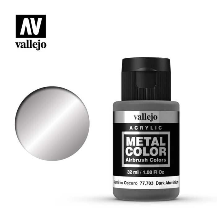 Vallejo Metal Color: Dark Aluminum Metal Color 32ml Bottle